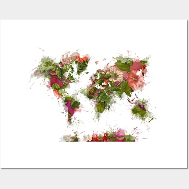 world map flowers  #map #worldmap Wall Art by JBJart